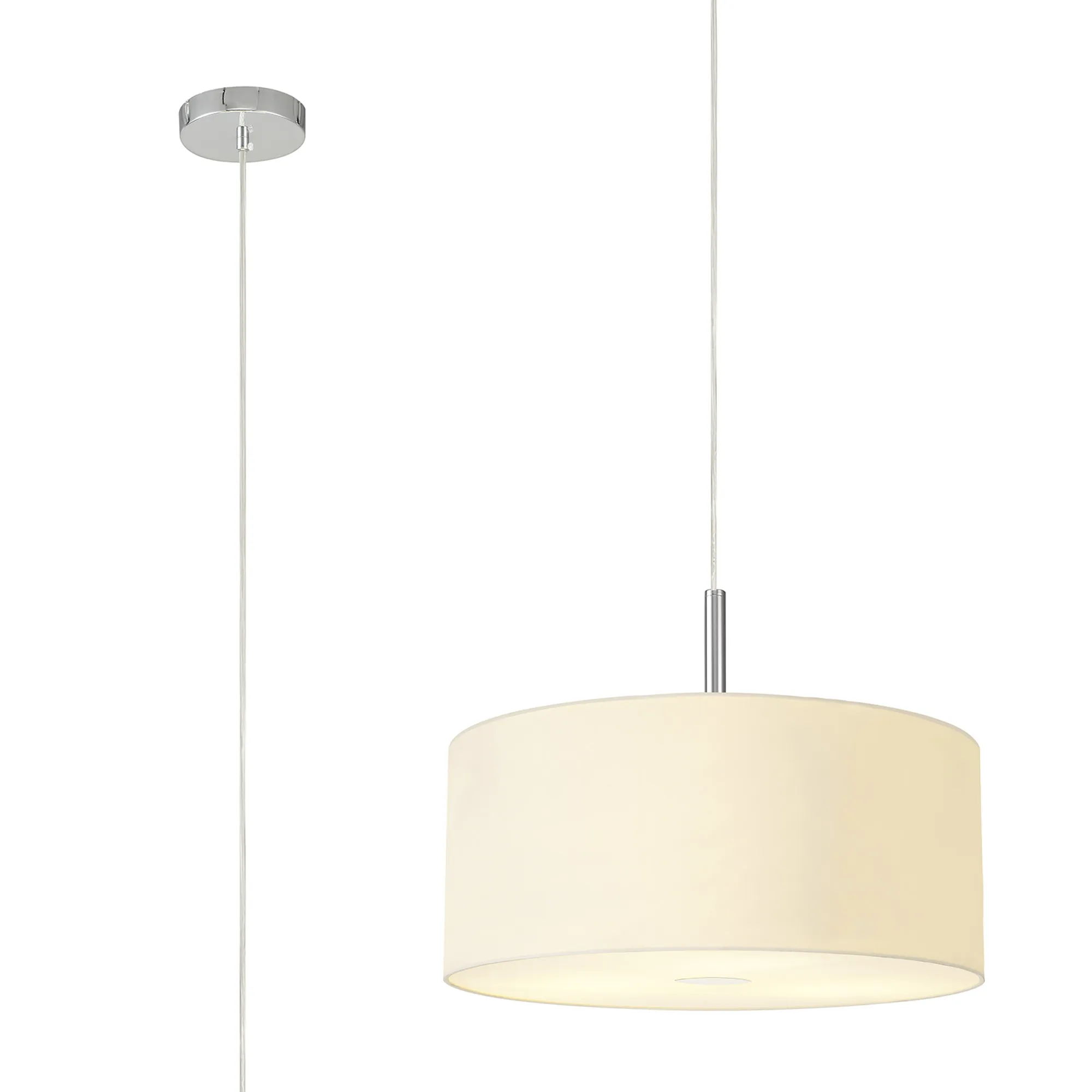 DK0335  Baymont 40cm 3 Light Pendant Polished Chrome, Ivory Pearl, Frosted Diffuser